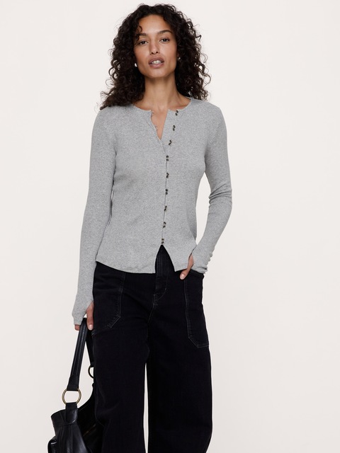 T-SHIRT CARDIGAN EN COTON LÉGER