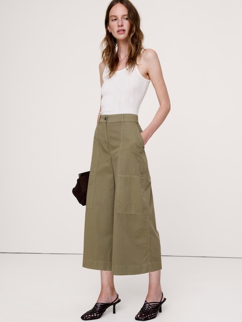 PANTALON GAUCHO EN SERGÉ DE COTON