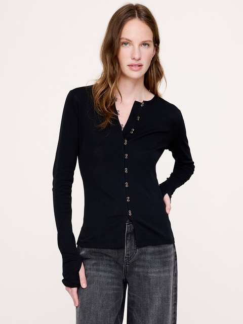 T-SHIRT CARDIGAN EN COTON LÉGER