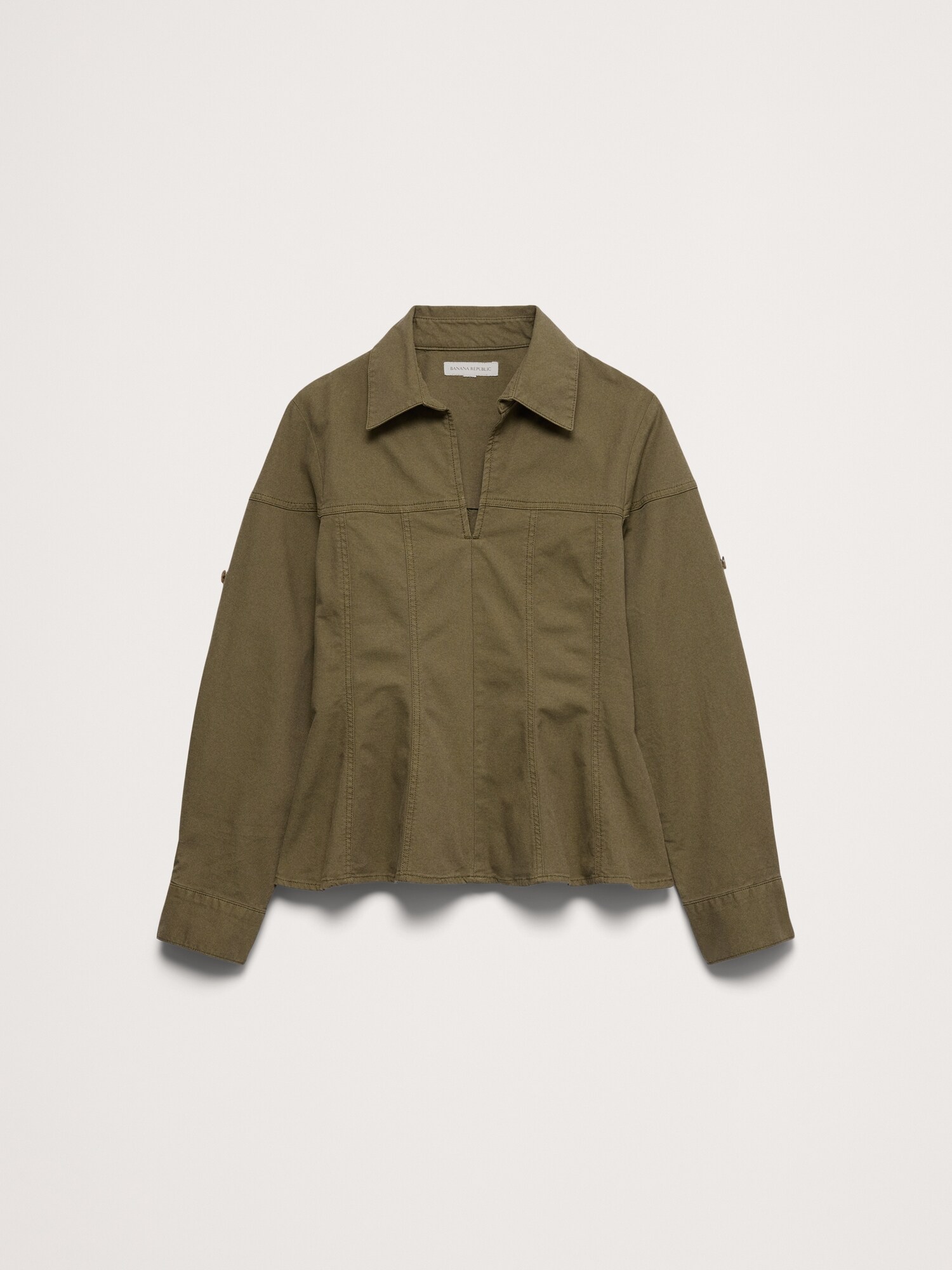Stretch-Cotton Pleated-Waist Top