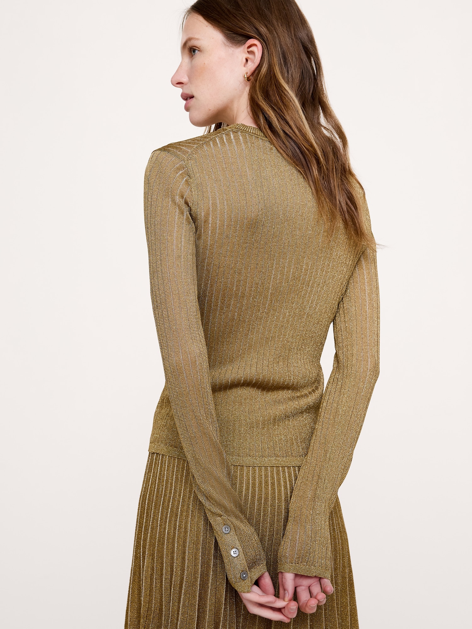 Metallic Crew-Neck Sweater