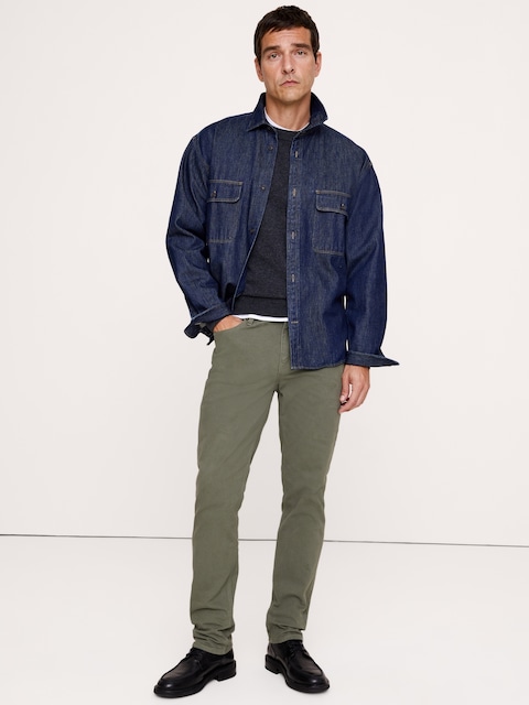 PANTALON VOYAGEUR ÉTROIT EN TISSU BROSSÉ