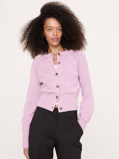CARDIGAN À MANCHES VOLUMINEUSES EN COTON ET SOIE PIED D'ALOUETTE