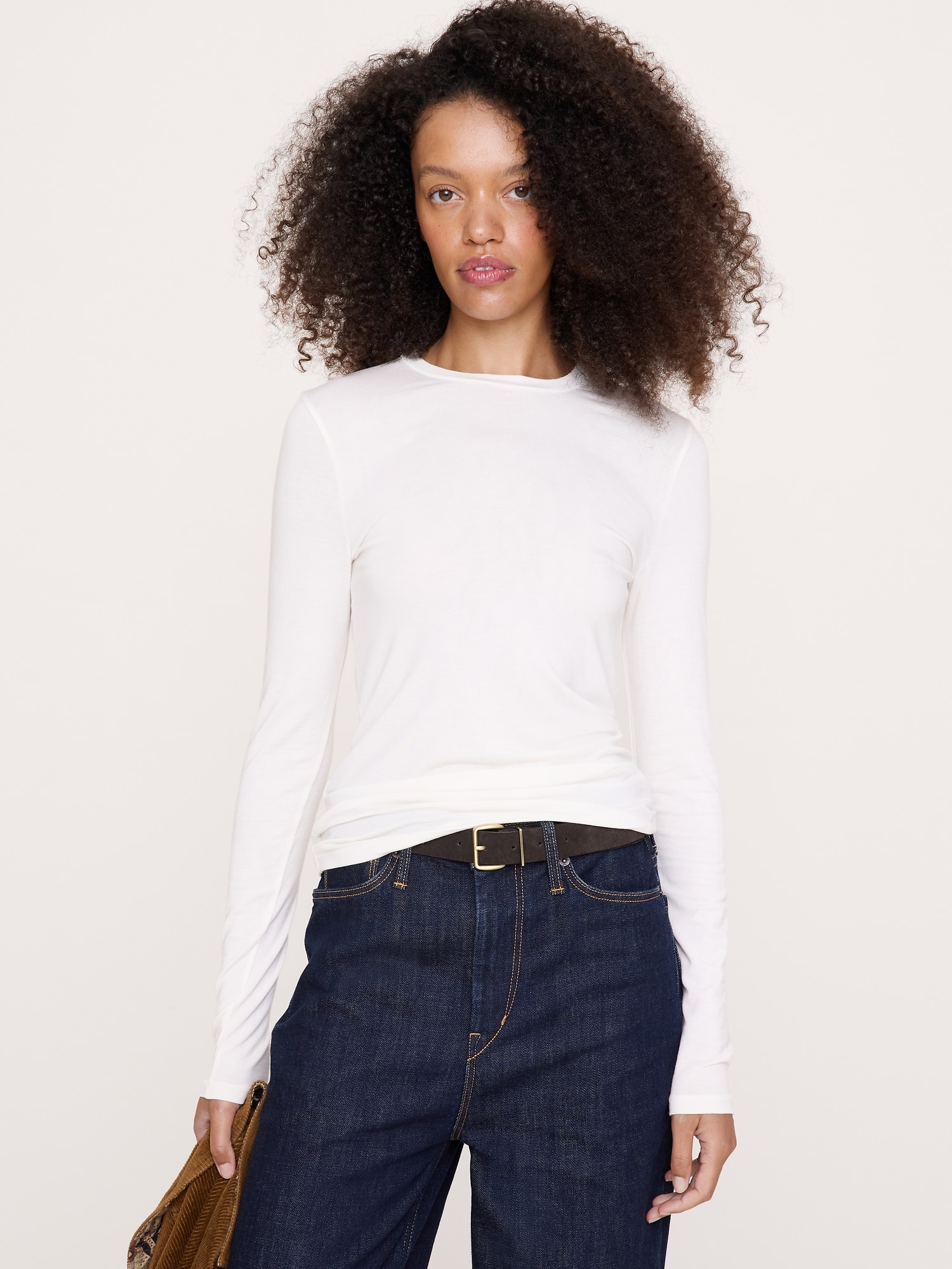 Luxe Wool-Blend Crew-Neck Top