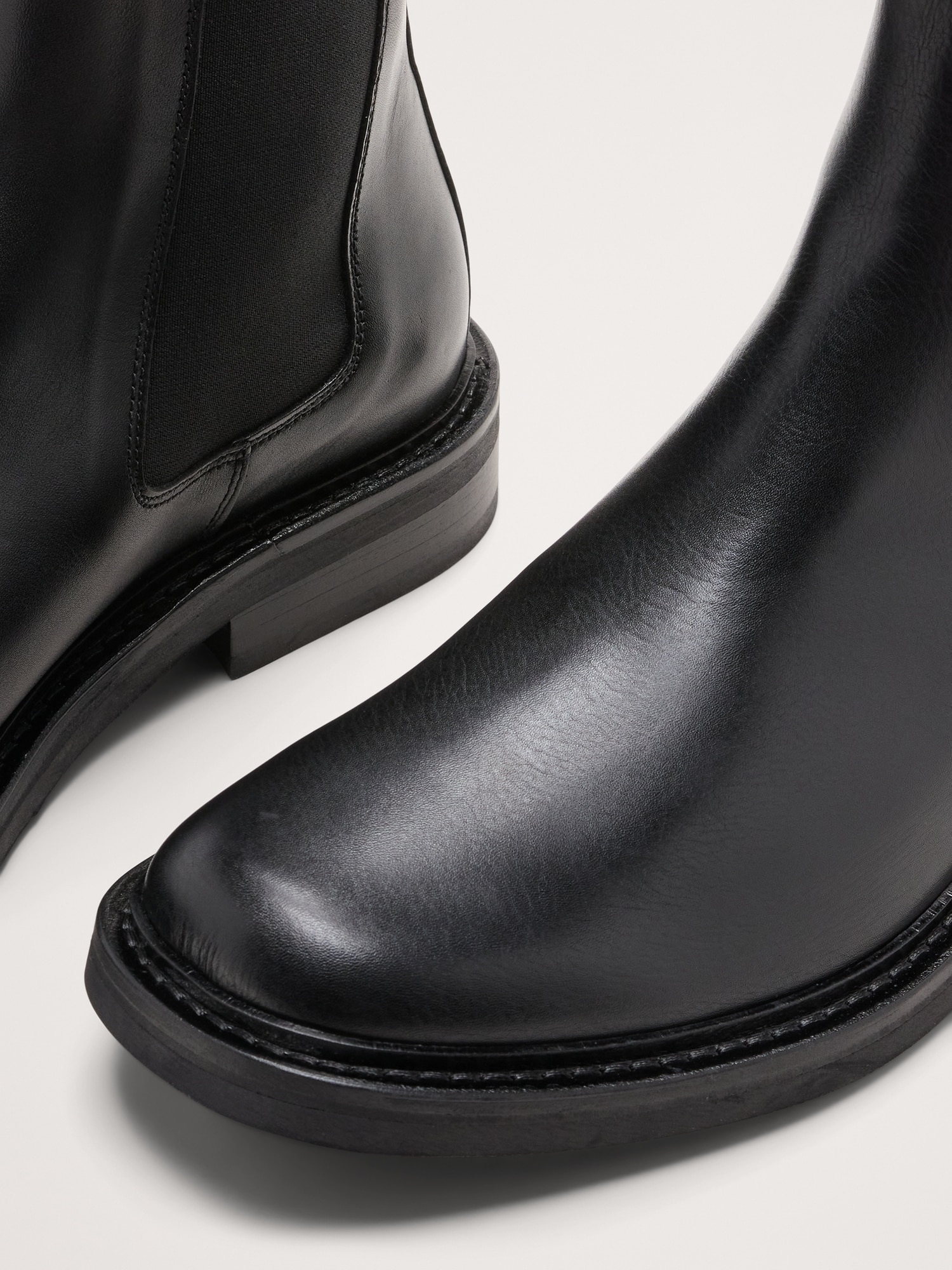 Italian Leather Square-Toe Chelsea Boot