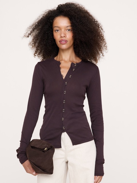 T-SHIRT CARDIGAN EN COTON LÉGER