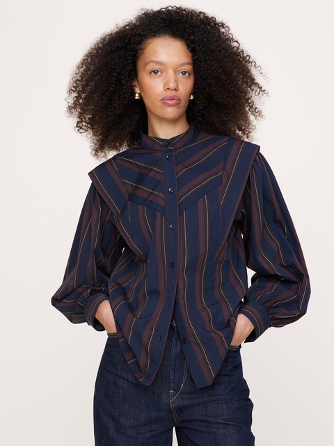 CHEMISE EN COTON À COL ÉTAGÉ
