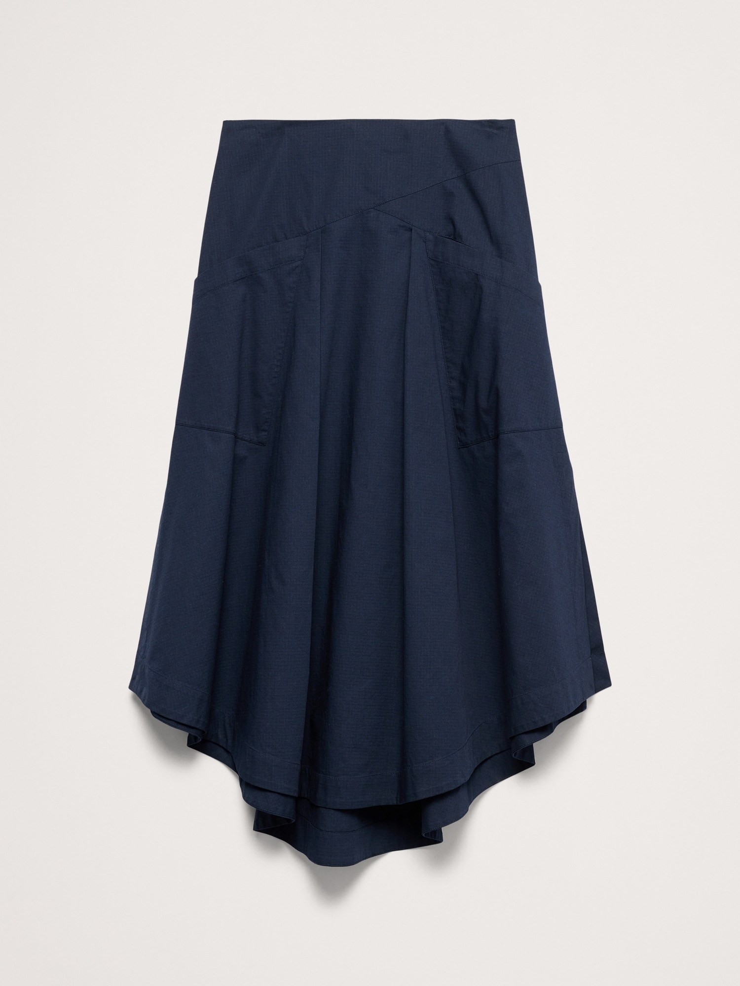 Stretch-Cotton Drop-Waist Midi Skirt