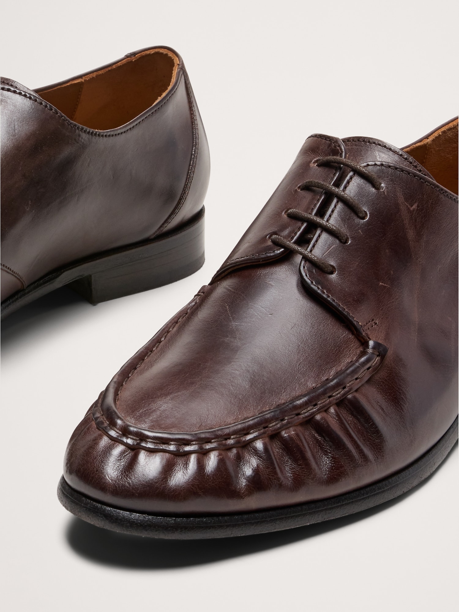 Italian Leather Moc-Toe Derby Loafer