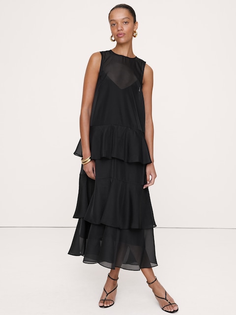 ROBE LONGUE ÉTAGÉE EN ORGANZA