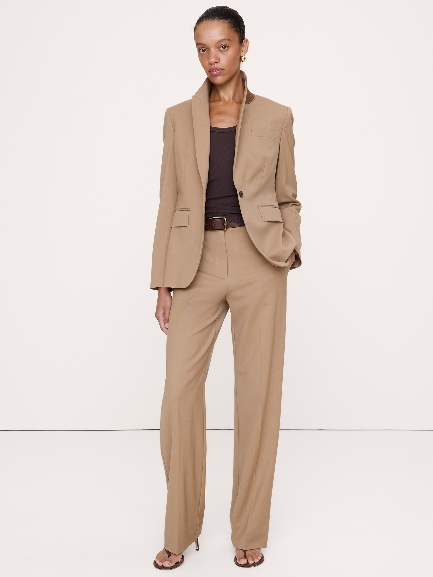 Ultra High-Rise Modern Straight Italian Lightweight Wool Pant