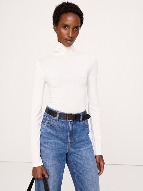 T-SHIRT À COL ROULÉ EN MÉLANGE DE LAINE LUXUEUX