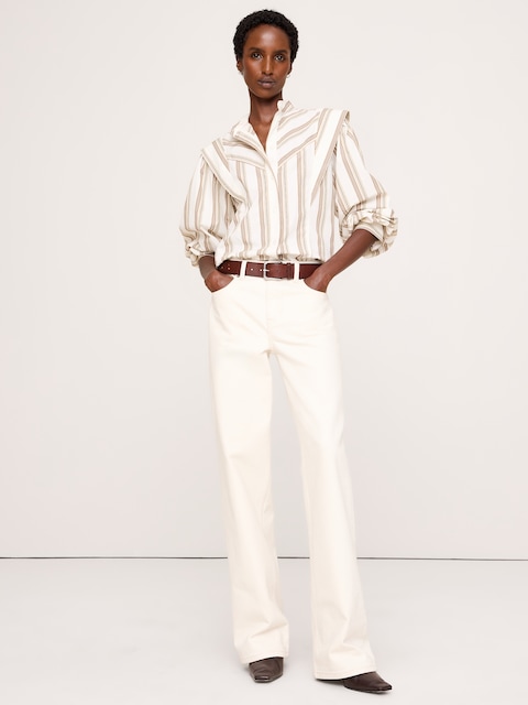 CHEMISE EN COTON À COL ÉTAGÉ
