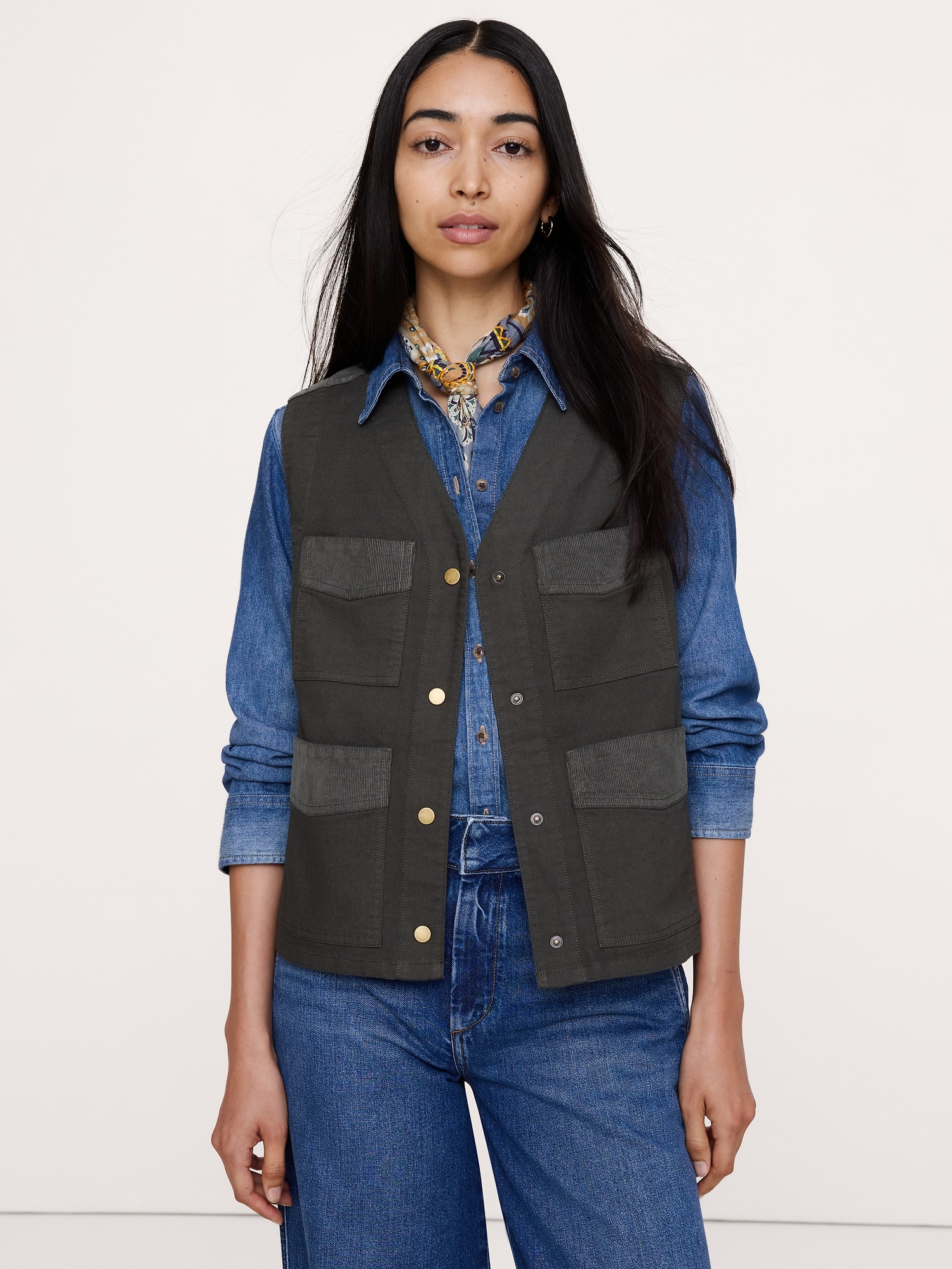 Stretch-Cotton Utility Vest