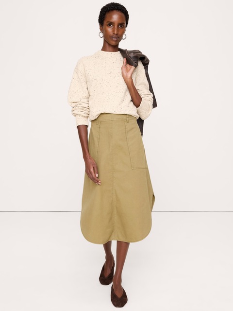 JUPE MI-LONGUE UTILITAIRE EN TOILE DE COTON