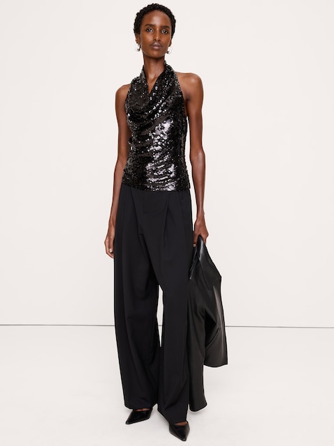 CAMISOLE À ENCOLURE CAGOULE À PAILLETTES
