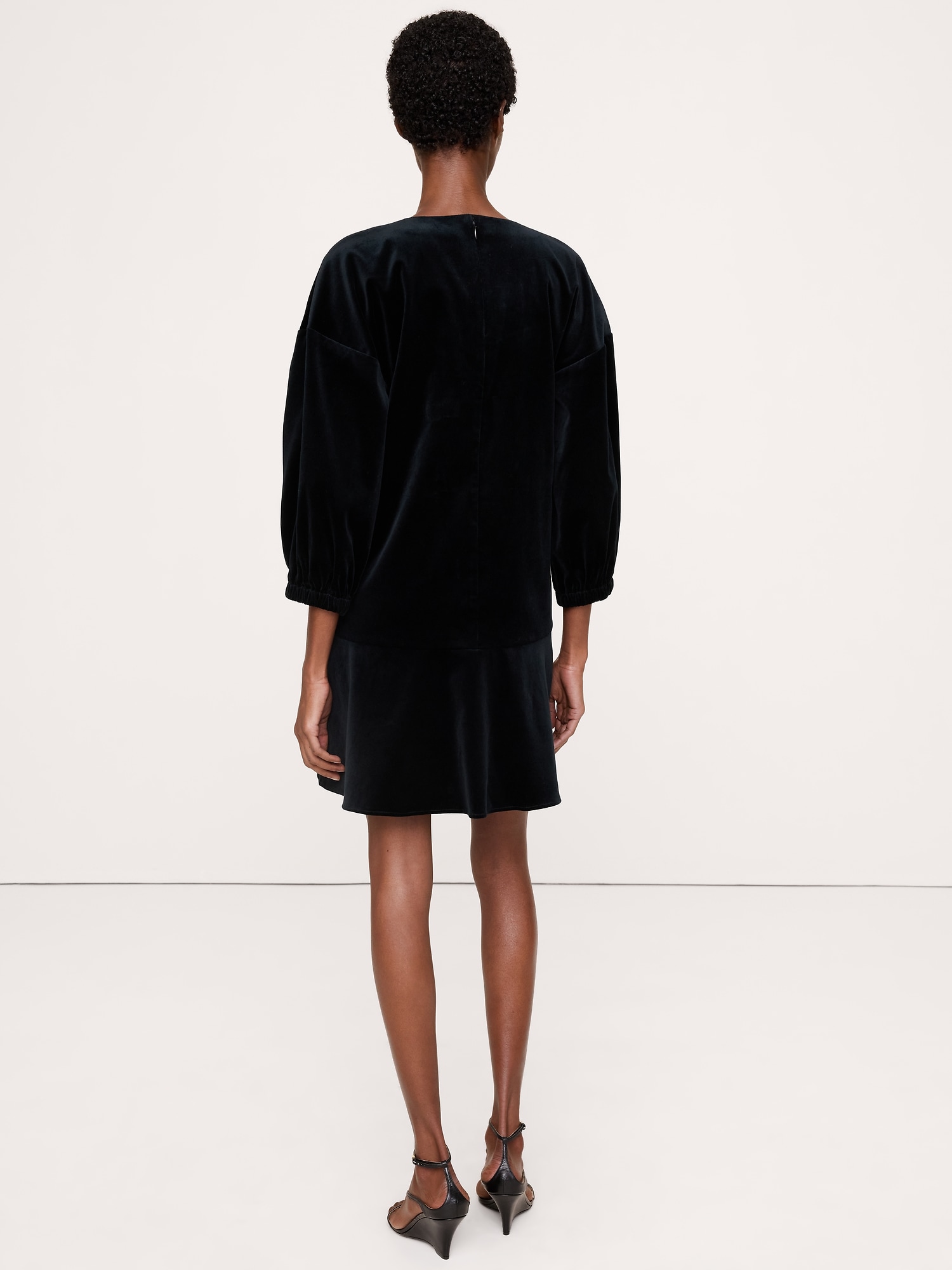 Velvet Puff-Sleeve Mini Dress