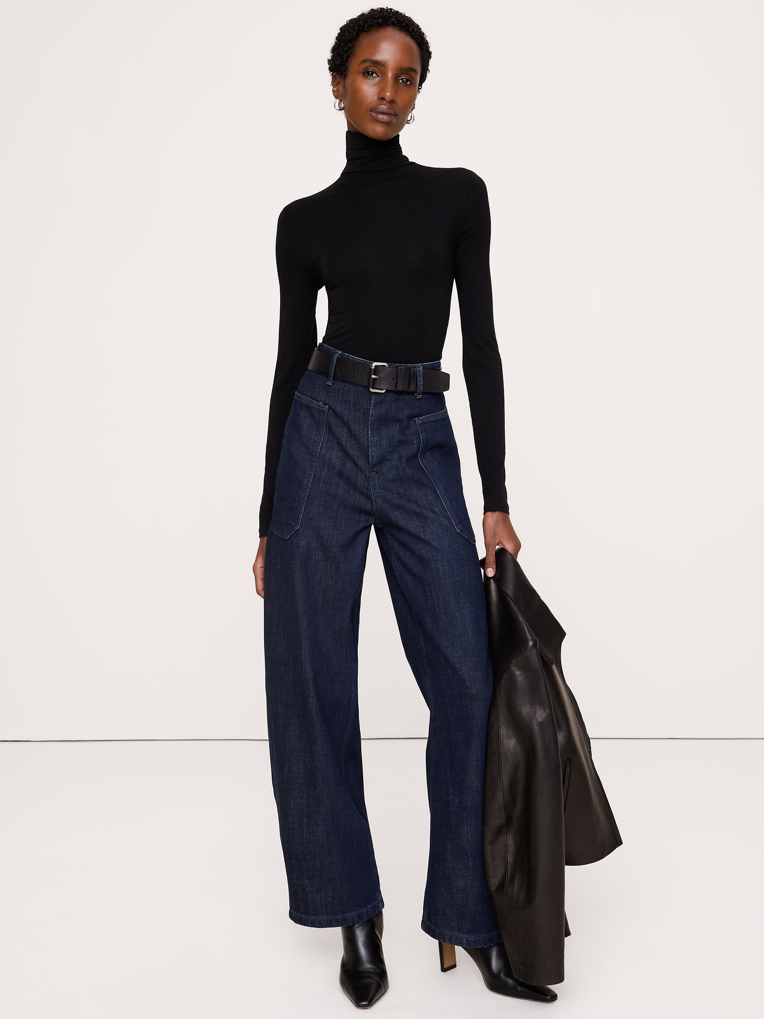 Luxe Wool-Blend Turtleneck T-Shirt