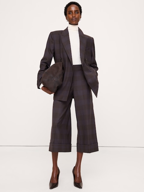 PANTALON GAUCHO À TAILLE HAUTE EN MÉLANGE DE LAINE