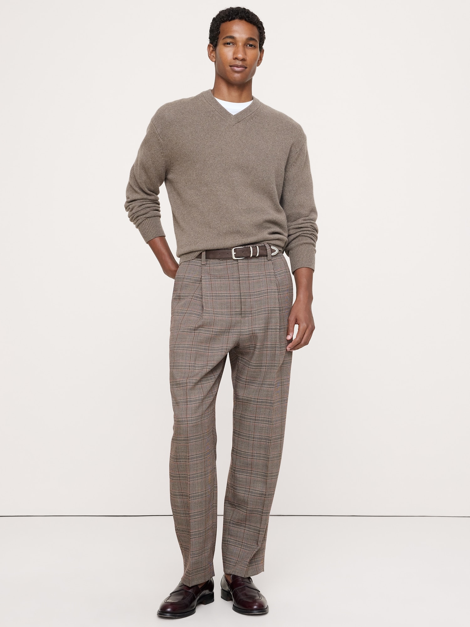 Loose Italian Wool Pleated Suit Pant