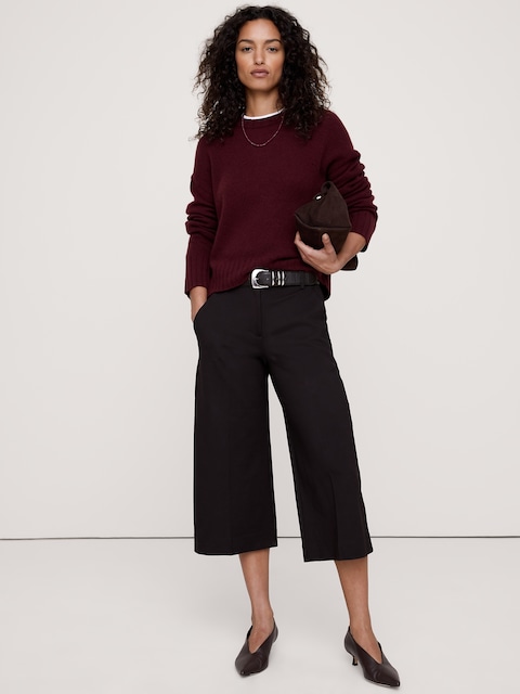 PANTALON GAUCHO À TAILLE HAUTE EN TRICOT POINT DE ROME