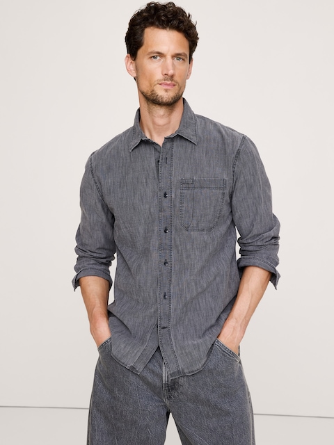 Standard-Fit Chambray Shirt