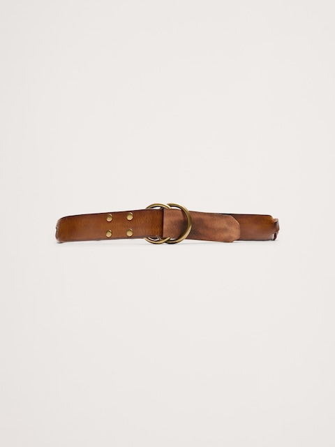 CEINTURE EN CUIR TISSÉ À ANNEAU DOUBLE