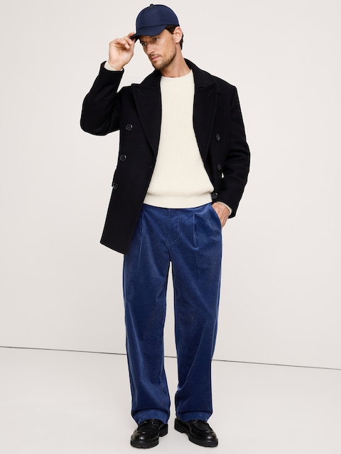 PANTALON AMPLE EN VELOURS CÔTELÉ PLISSÉ