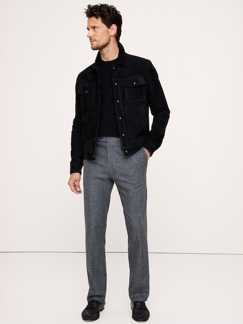 PANTALON HABILLÉ COUPE ÉTROITE CINTRÉE EN TISSU INFROISSABLE À CHEVRONS