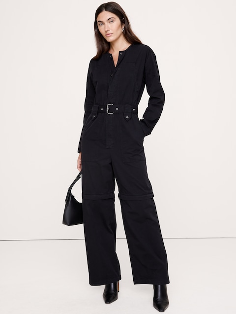 Oversized Cotton Twill Utility Jumpsuit