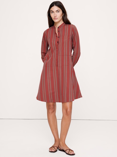 ROBE-CHEMISIER TRAPÈZE COURTE EN COTON
