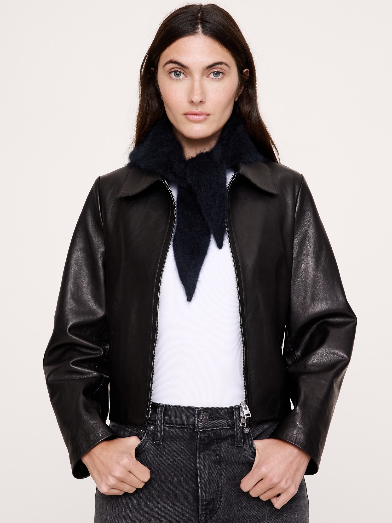 Brushed Wool-Cashmere Triangle Scarf