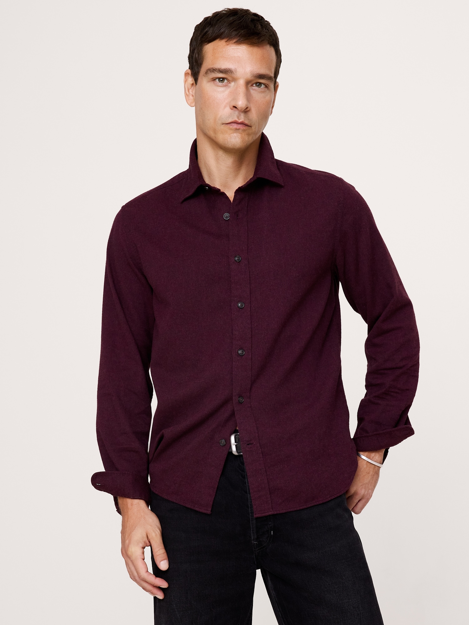 Standard-Fit Lightweight Brushed Flannel Shirt