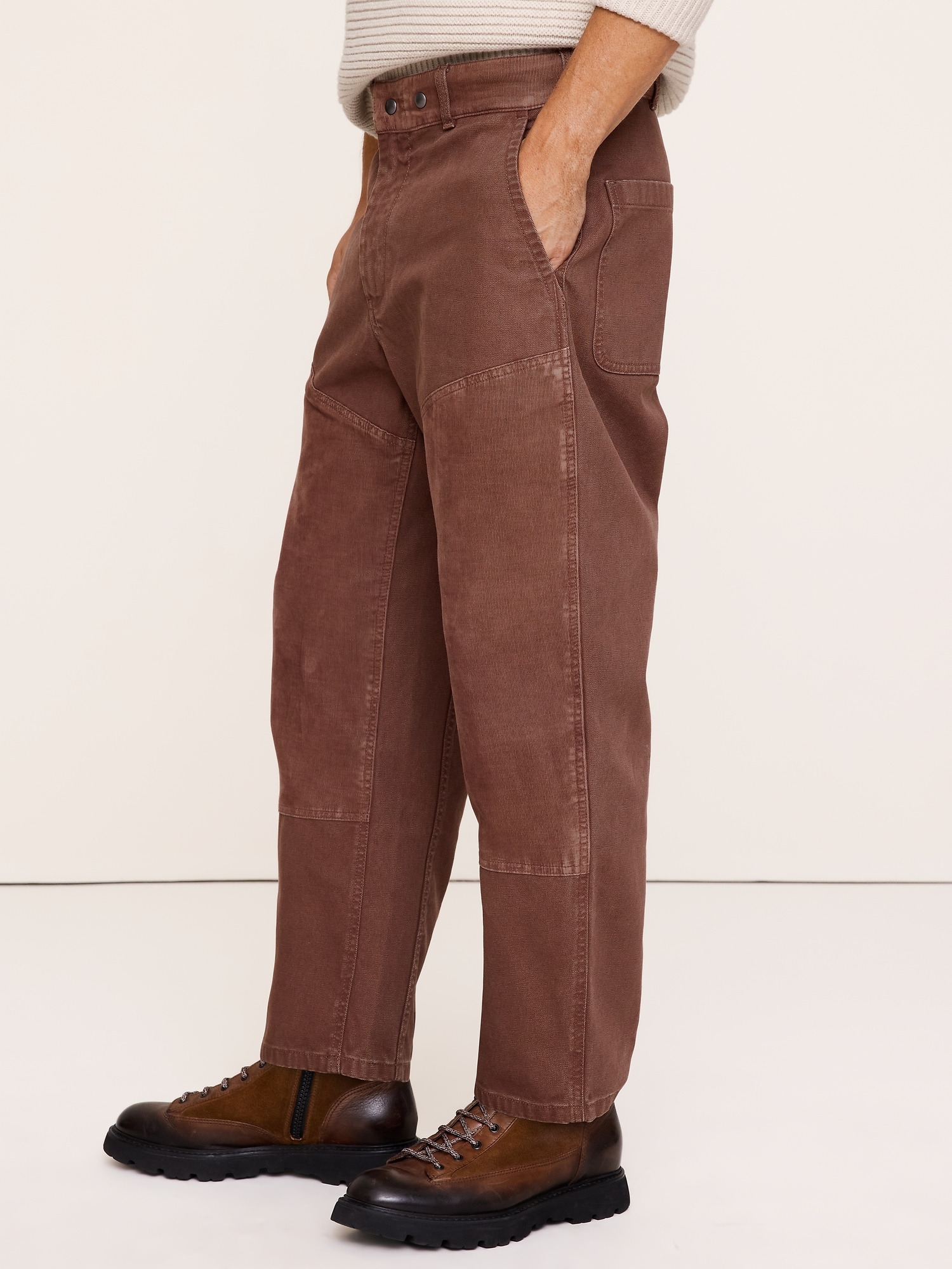 Barrel Cotton Canvas Pant with Corduroy
