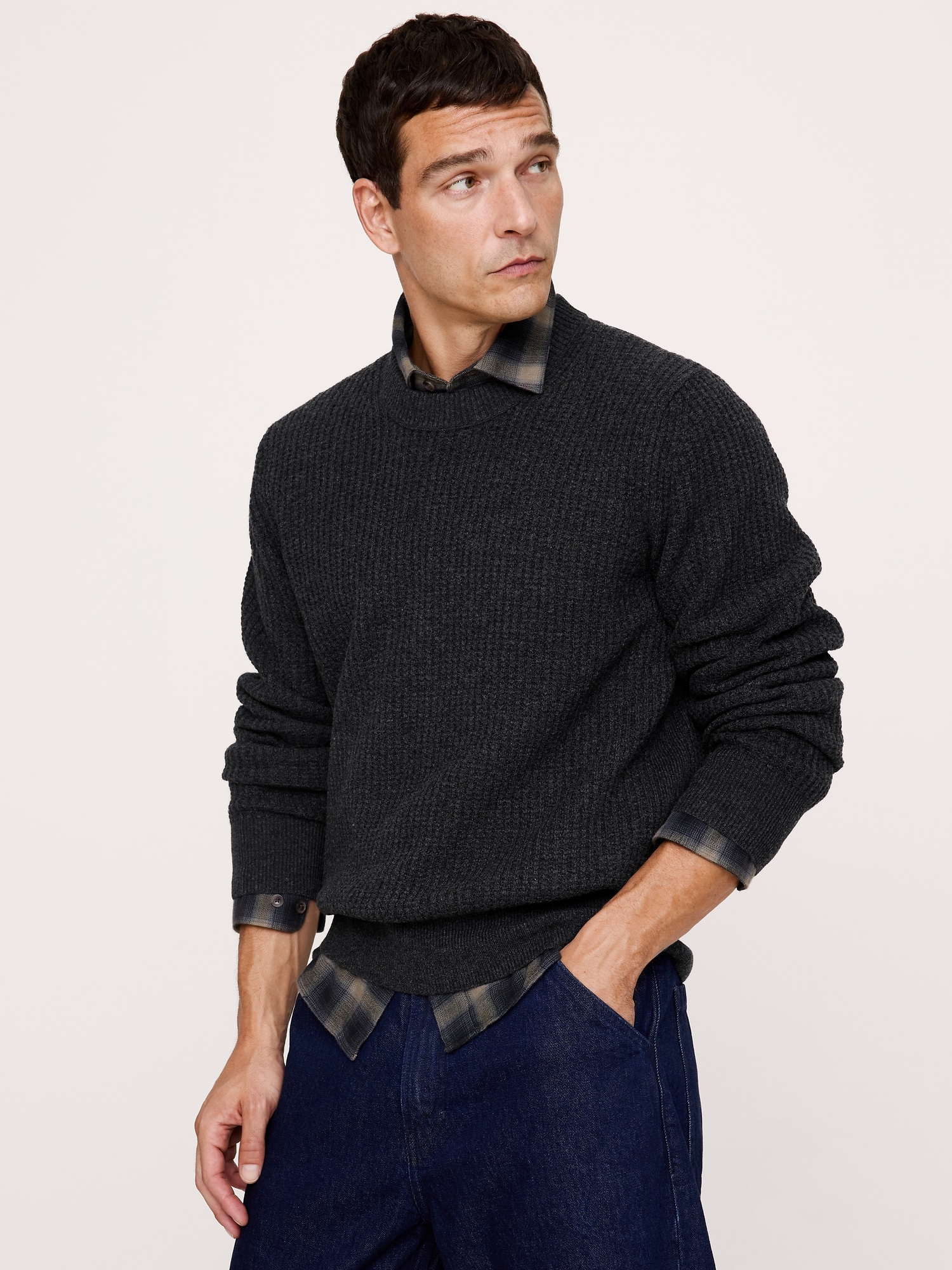 Italian Merino-Blend Crew-Neck Sweater