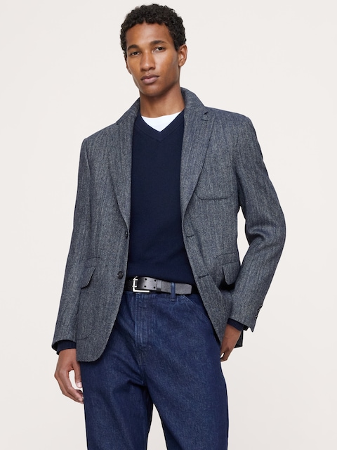 Tailored Slim Italian Herringbone Suit Jacket