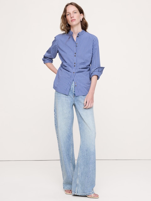 HAUT À TAILLE PLISSÉE EN COTON
