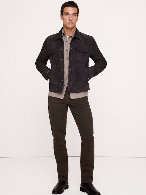 PANTALON VOYAGEUR ÉTROIT EN TISSU BROSSÉ