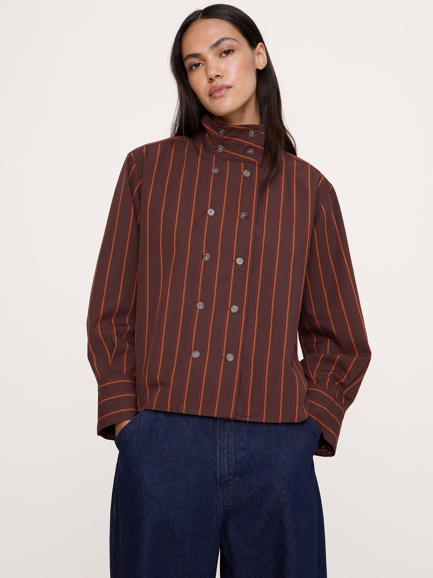 Cotton Foldover Collar Shirt
