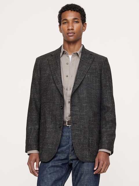 VESTE DE COMPLET AJUSTÉE CINTRÉE EN TWEED ITALIEN