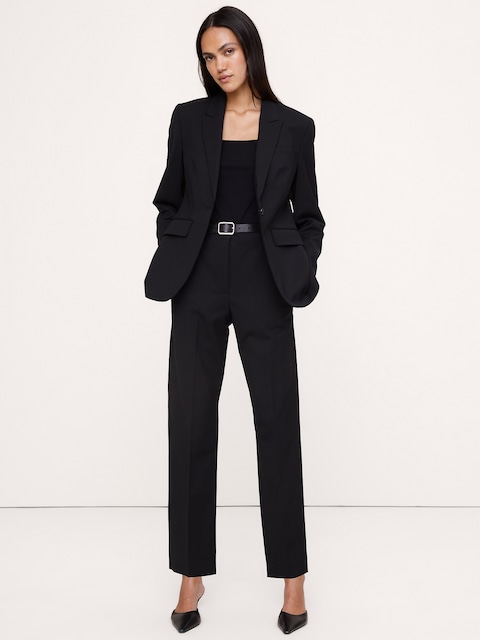 PANTALON ÉTROIT À TAILLE HAUTE LONGUEUR CHEVILLE EN LAINE ITALIENNE