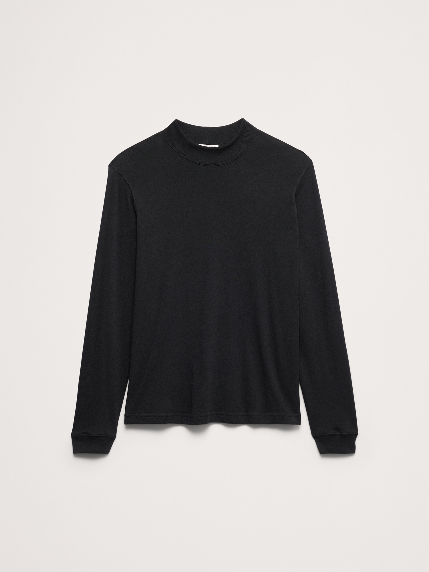 Cotton Jersey Mock-Neck T-Shirt