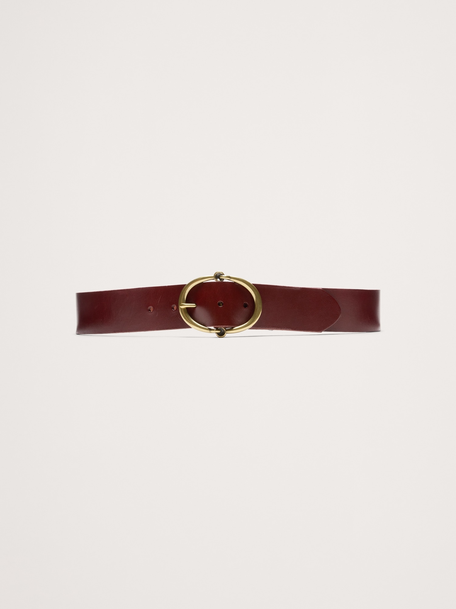 Leather Rounded-Buckle Belt