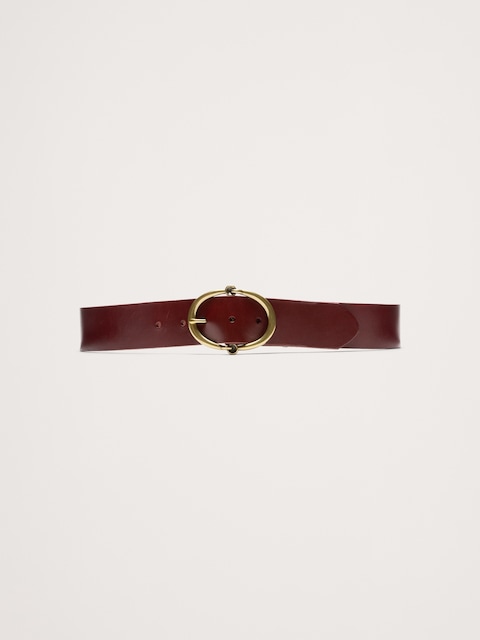 Leather Rounded-Buckle Belt