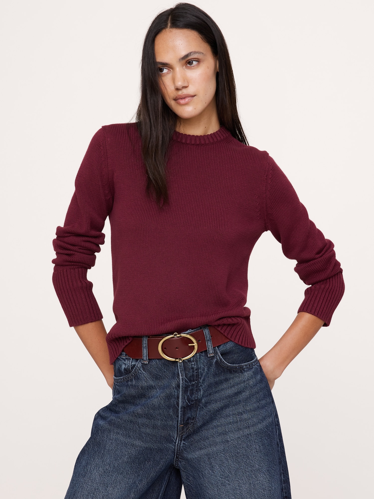 Leather Rounded-Buckle Belt