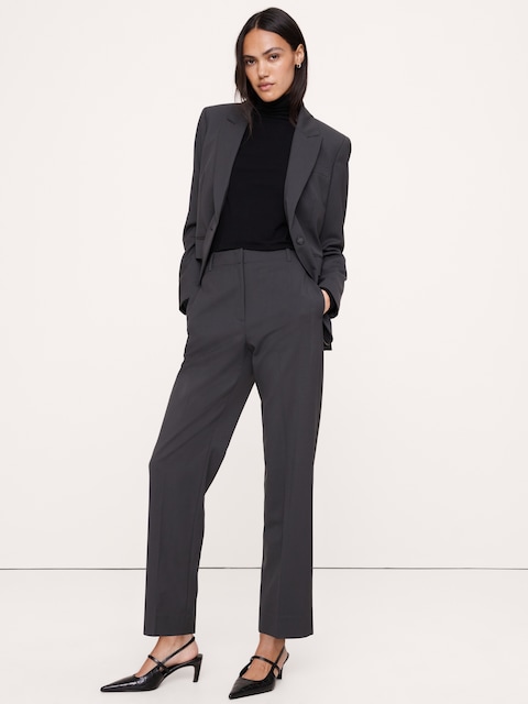 PANTALON ÉTROIT À TAILLE HAUTE LONGUEUR CHEVILLE EN LAINE ITALIENNE