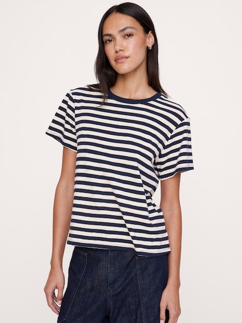 T-SHIRT RAS DU COU EN COTON FLAMMÉ