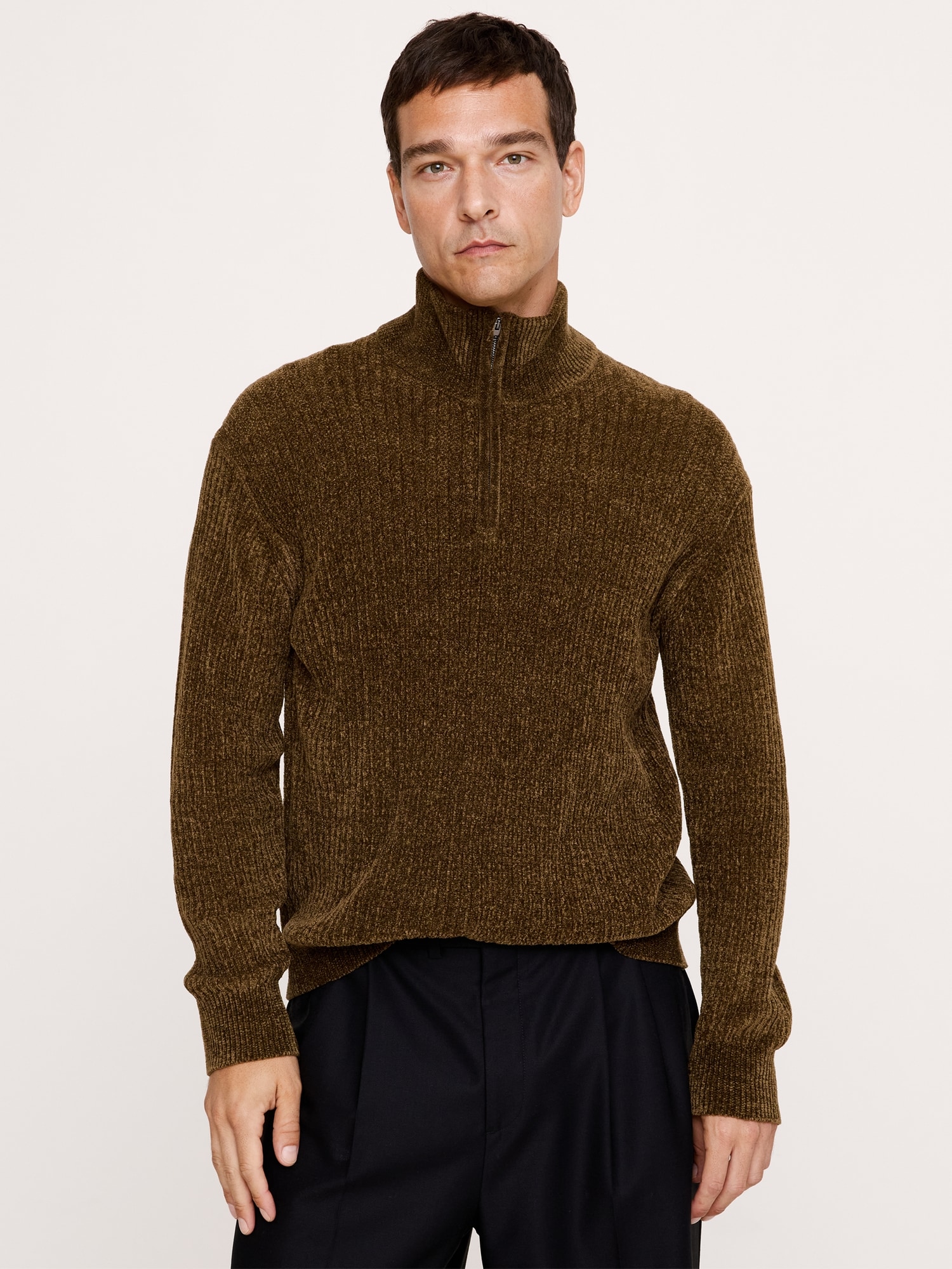 Italian Chenille Quarter-Zip Sweater