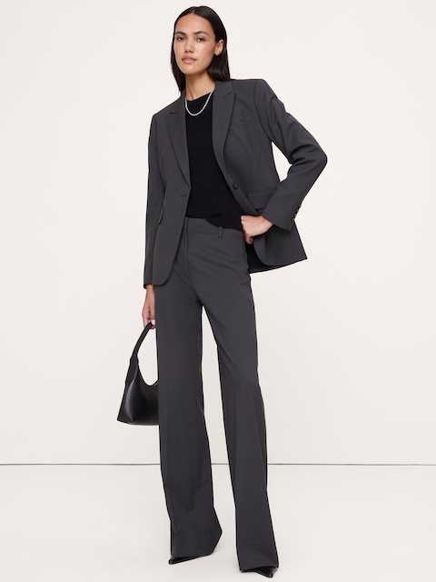 PANTALON ÉVASÉ À TAILLE HAUTE EN LAINE ITALIENNE LÉGÈRE