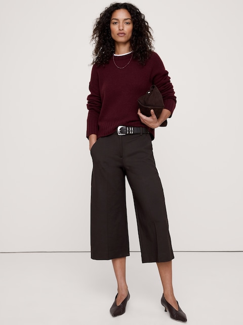 PANTALON GAUCHO À TAILLE HAUTE EN TRICOT POINT DE ROME